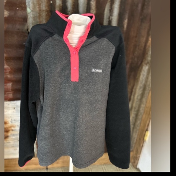 Columbia Fleece Snap Pullover- Gray & Black-Size Large - Picture 8 of 8